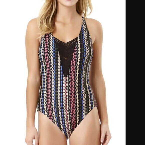 Time and Tru One Piece Swimsuit womens size medium colorful - Picture 1 of 8